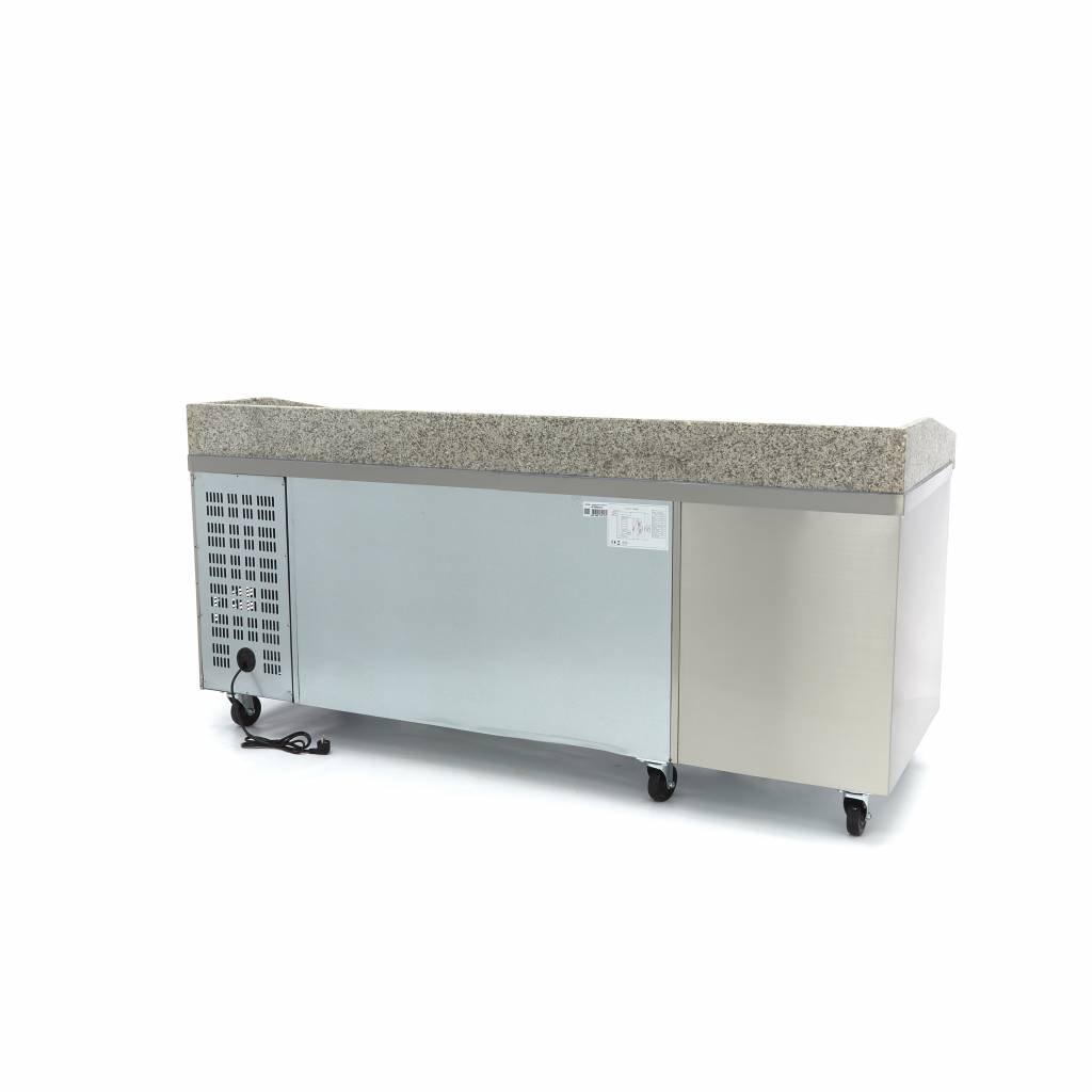 Mesa de pizza refrigerante 580L tapa de granito 202cm - Imagen 4