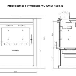 Krbová kamna s výměníkem VICTORIA Rubin B, červená