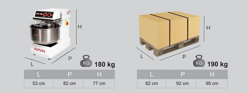 Profesionální spirálový mixér FUTURA 30-40 kg Bílý
