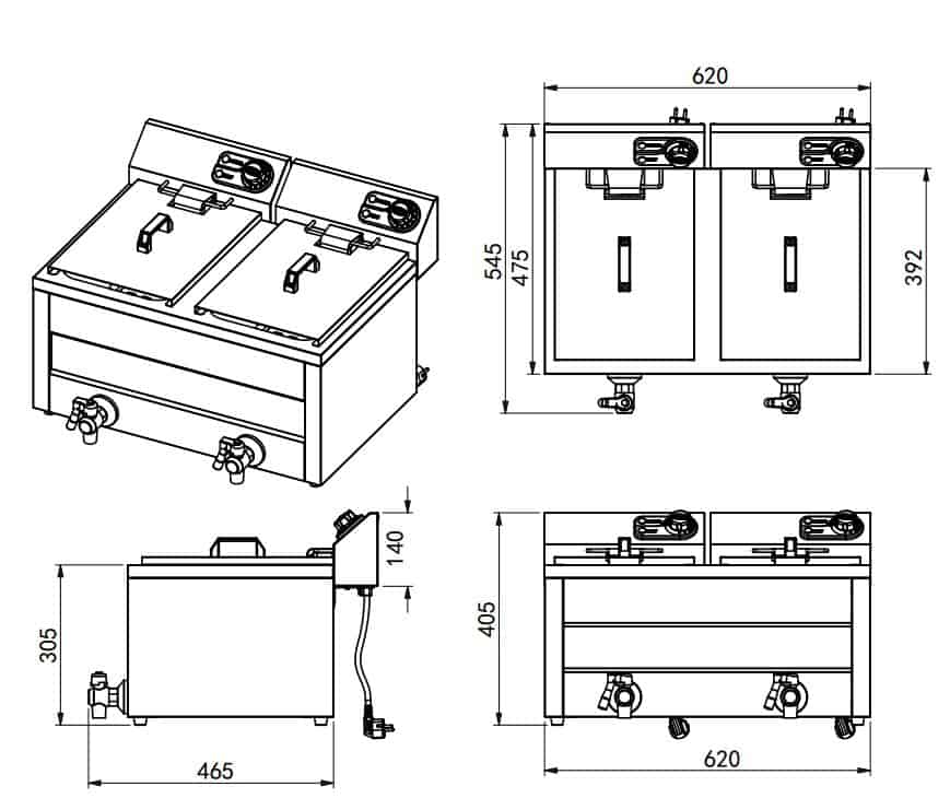 El. Fritéza CS 7518A 2X8L 2X3KW