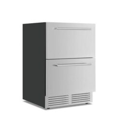 Ventilovaná chladnička na víno s dvojitou zásuvkou nerez